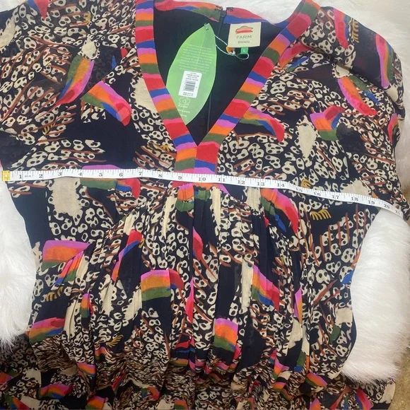 FARM Rio Leopard Toucans Vibrant Long Sleeve Maxi Dress NWT Sz L - Picture 9 of 11